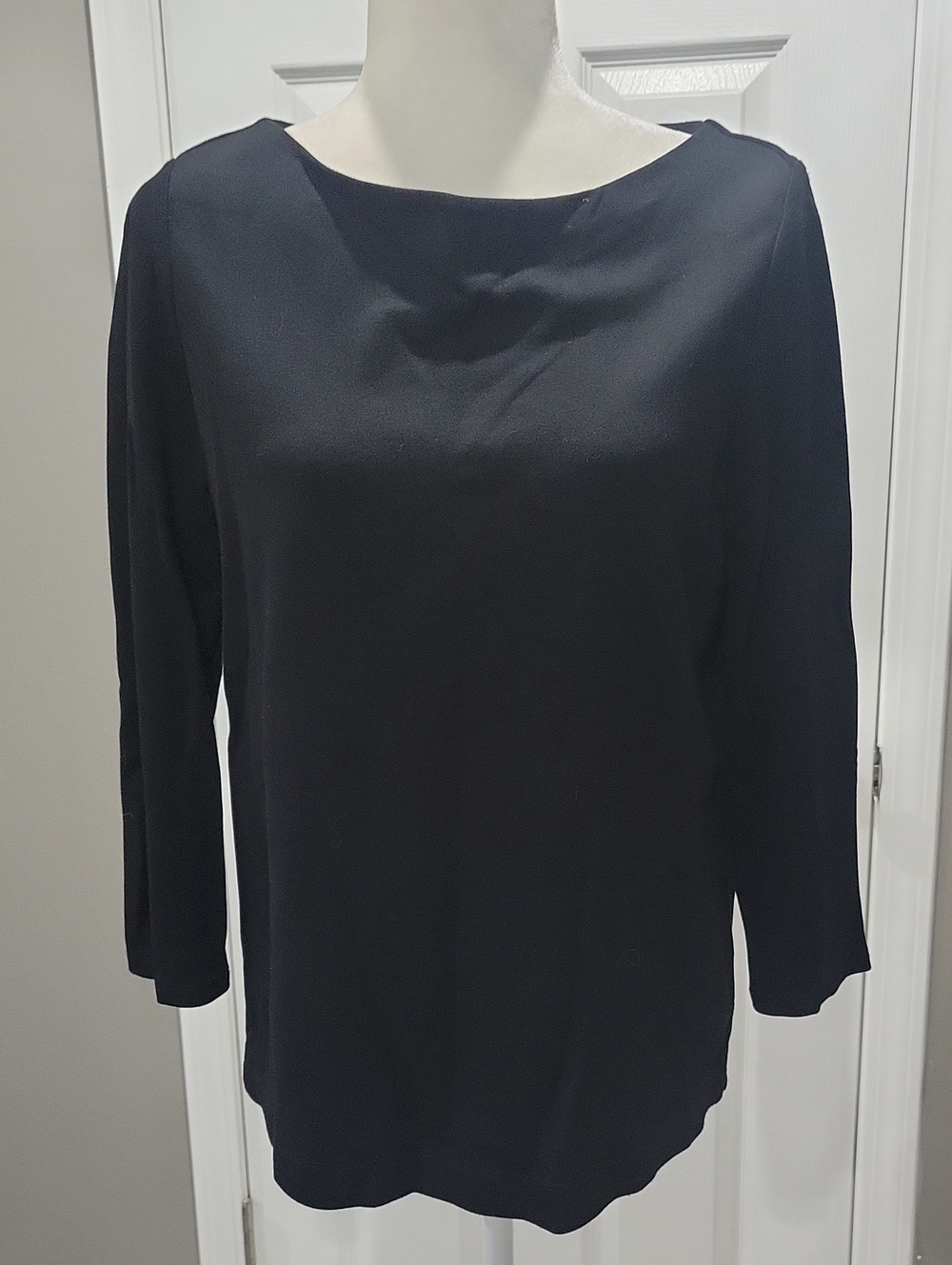 J. McLaughlin Black Boatneck Long Sleeve Top